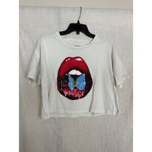 Stance White Crop T Lips Cream Butterfly T-Shirt Size XL